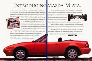 1990 Mazda Miata Mx - 5 Mx5 2 - Page Advertisement Print Art Car Ad K71