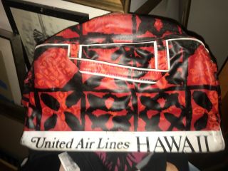 Vintage 1960 ' s United Airlines Hawaii Vinyl Carry On Flight Tote Travel Bag 2