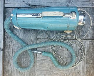 Vintage Electrolux Vacuum Model L - Teal Blue w/ Matching Hose Chrome 2