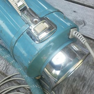 Vintage Electrolux Vacuum Model L - Teal Blue w/ Matching Hose Chrome 6