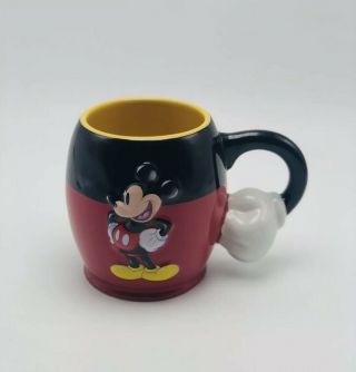 Disney Parks Mickey Mouse 3d Mug Arm Handle White Glove Red Black