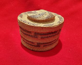 Northwest Coast Native American Indian Tlingit Rattle - Top Covered Cedar Basket