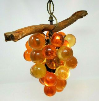 Vintage Grape Cluster Hanging Lamp Large Lucite Acrylic Light
