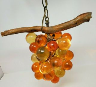 Vintage Grape Cluster Hanging Lamp Large Lucite Acrylic Light 2
