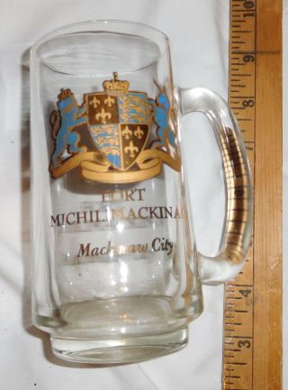 Vintage Fort Michilimackinac Mackinaw Island Mackinac Michigan Glass Mug