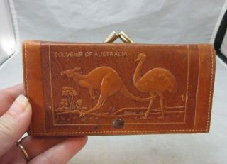 Vintage Embossed Leather Wallet.  Souvenir Of Australia.  Kangaroos