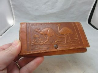 Vintage embossed leather wallet.  Souvenir of Australia.  Kangaroos 2