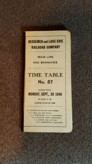 1940 B&le Timetable No.  87