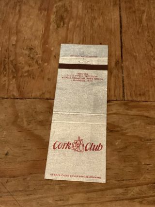 Cork Club Forum Park Shopping Center Houston Texas Tx Vintage Matchcover