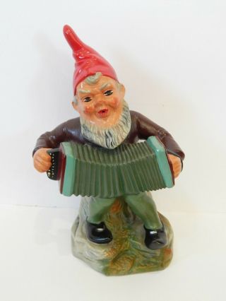 Vtg 1950s Heissner Garden Gnome Terracotta Germany Playing Accordion