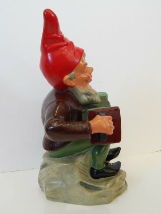 VTG 1950s Heissner Garden Gnome Terracotta Germany Playing Accordion 2