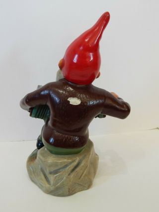 VTG 1950s Heissner Garden Gnome Terracotta Germany Playing Accordion 3
