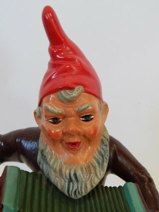 VTG 1950s Heissner Garden Gnome Terracotta Germany Playing Accordion 6
