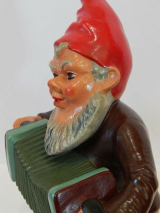 VTG 1950s Heissner Garden Gnome Terracotta Germany Playing Accordion 8