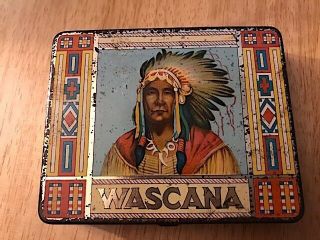 Antique Wascana Indian Dutch Cigar Tin Circa 1910