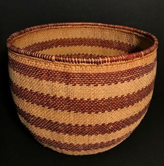 Large Pristine Yokuts Banded Basket,  C1930