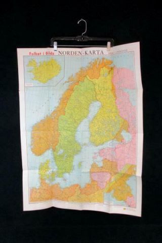 Vintage 1940 Folket I Bild Norden Karta Nordic Map Sweden Scandinavia