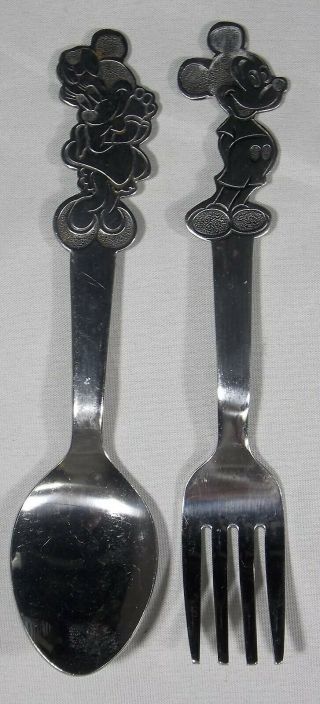 Mickey & Minnie Mouse Youth Childs Fork & Spoon Stainless By Bonny Japan Disney