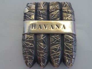 Solid Silver Havana Cigar Vesta Match Strike Case