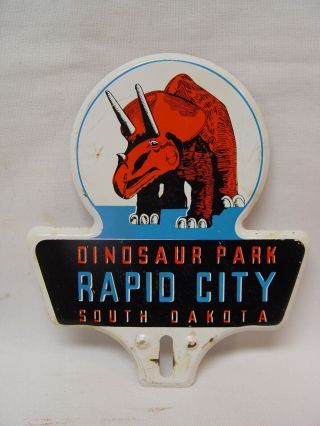 Vintage Dinosaur Park Rapid City South Dakota Souvenir License Plate Topper