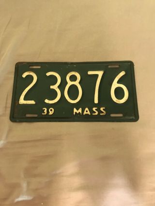 Massachusetts License Plate 1939