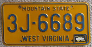 West Virginia 1974 License Plate Quality 3j - 6689