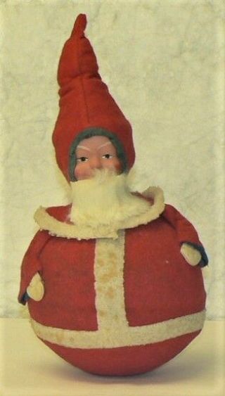 Rare: Vintage Antique German Roly Poly Santa Claus Musical Toy - 10.  5 " Tall