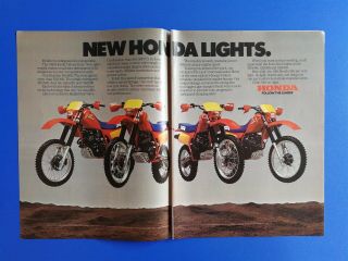 Vintage 1984 Honda Xr200r Xr250r Xr350r Xr500r Motorcycle - Two Page Ad