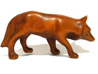 Y2242 - - - 2 " Stunning Hand Carved Boxwood Netsuke - Wolf Dog