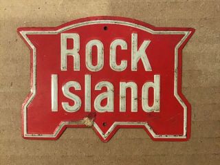 Vintage 1950’s Small Tin Rock Island Railroad Train Sign,  Post Cereal