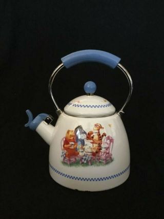 Disney Simply Pooh Teapot Kettle Winnie The Pooh Enamel Whistling 2.  5 Qt