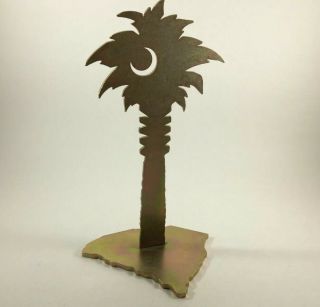 South Carolina Palmetto Palm Tree Beach Decor Metal Stand Sculpture Art 8’’