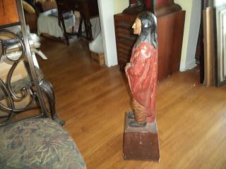 EARLY CIGAR STORE INDIAN w/ CAST IRON BASE 3