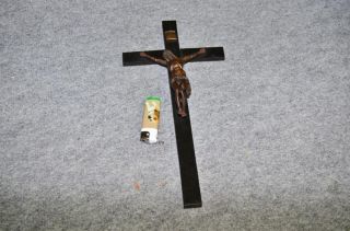1830 Empire Antique Wall Crucifix Religious Bronze Christ Cross 13 "