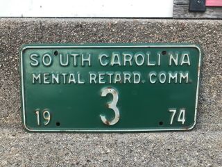 1974 South Carolina Mental Retard Comm License Plate - Vintage Antique - Sc Low