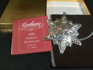 1999 Gorham Sterling Christmas Snowflake Ornament Box Bag & Card