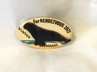 Vintage 1971 Fur Rondy - Rendezvous Pin,  Anchorage,  Alaska