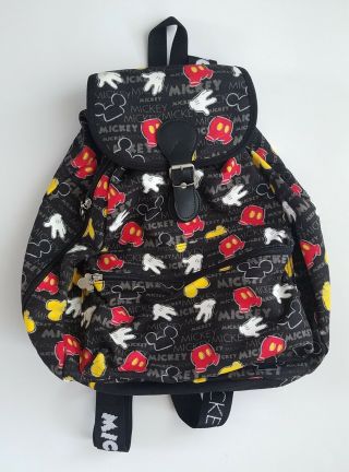 Vtg Disney Mickey Mouse Body Parts Canvas School Backpack Drawstring Bucket Bag