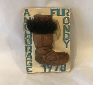 1978 Fur Rendezvous Pin Boot Anchorage Alaska