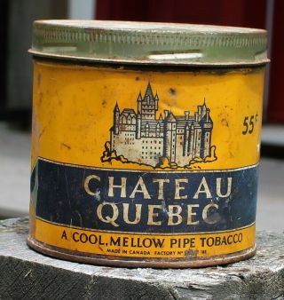 Chateau Quebec Canada 55 Cent Tobacco Tin Screw Top Cannister
