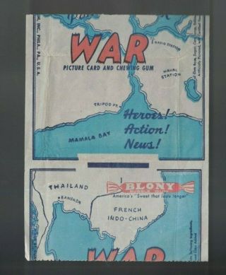 1941 - 42 R164 Gum Inc.  War Gum White Pack Wrapper