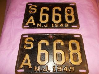 1949 Jersey License Plates Sa 668