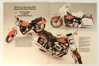 Rare 1976 Amf Harley - Davidson V - Twin Color Brochure Xl - 1000 Fxe - 1200 Flh - 1200