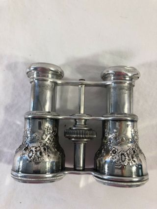 Antique Opera Binoculars Silver Light Weight 4