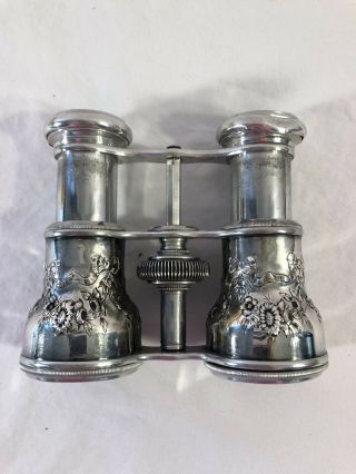 Antique Opera Binoculars Silver Light Weight 5