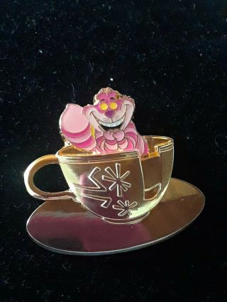 Disney Cheshire Cat In Gold Teacup Pin