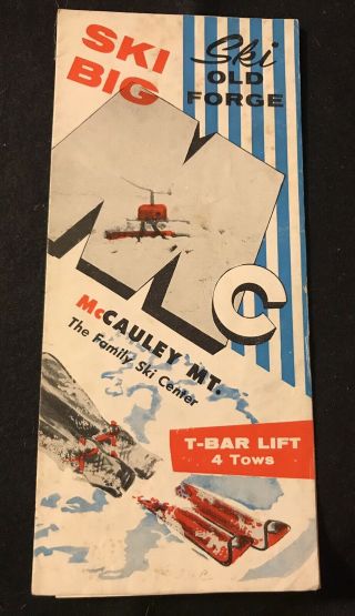 Mccauley Mountain Vintage Ski Brochure Trail Map Old Forge York Souvenir