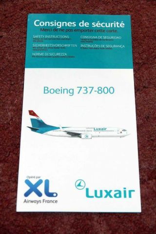 Luxair (operated By Xl Airways France) Boeing 737 - 800 Safety Card