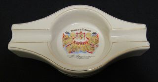 Vintage H.  Upmann White Ceramic Cigar Rest Ashtray Gold Trim Xonex Cleveland Ohio