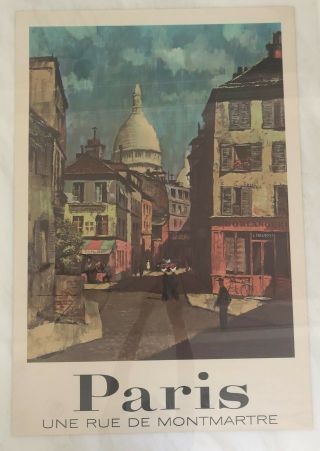 1960s Paris Travel Une Rue De Montmartre Macouillard Vintage Poster